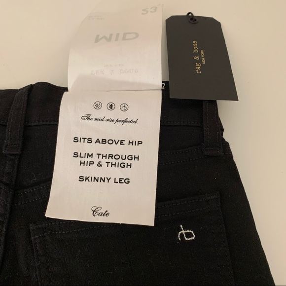 NWT rag & bone Cate mid rise skinny black jeans size 23 - Picture 10 of 12